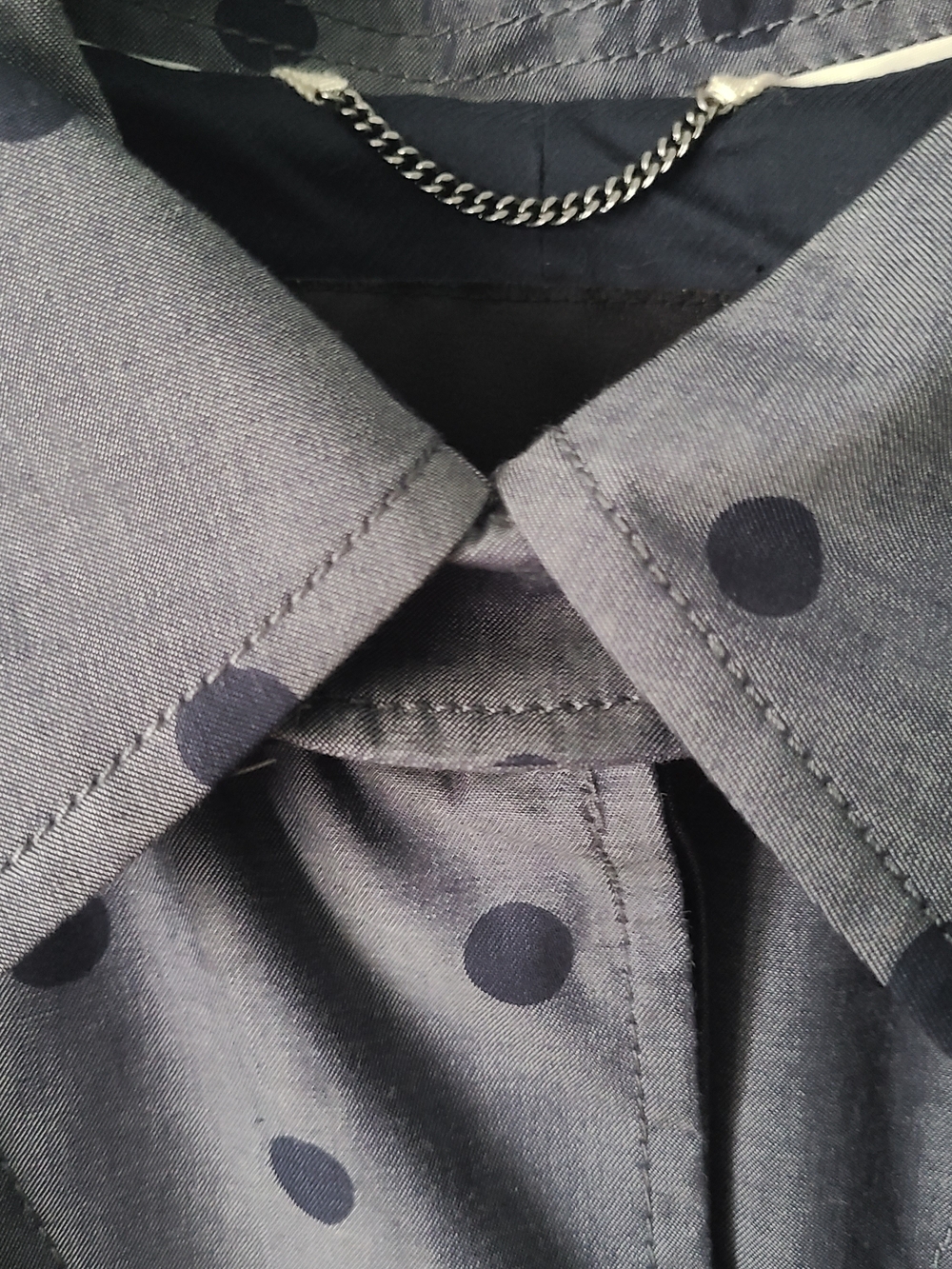 Banana Republic Chambray Polka Dot Trench Coat Belted Classic W/Twist Womens M - Picture 2 of 8